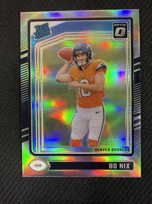 #209 Bo Nix 2024 Donruss Optic Denver Broncos sports Holo