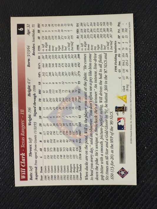 #6 Will Clark 1997 Score Texas Rangers sports Artist's Proof Holofoil