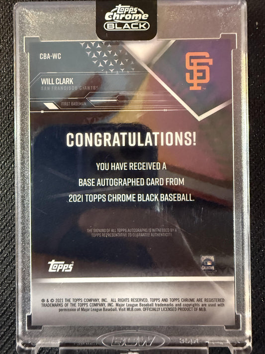 #CBA-WC Will Clark 2021 Topps Chrome Black AU,SN Auto #/50 Giants Gold