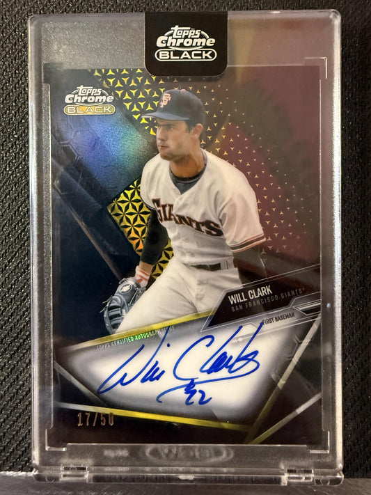 #CBA-WC Will Clark 2021 Topps Chrome Black AU,SN Auto #/50 Giants Gold