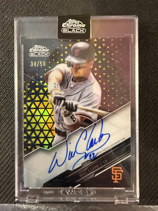 #CBA-CLK Will Clark 2020 Topps Chrome Black AU,SN Auto #/50 Giants Gold