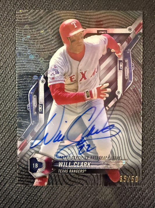 #HT-WC Will Clark 2018 Topps High Tek AU,SN Auto /50 RangerS High Tek BlacK