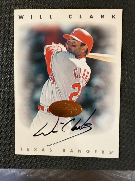 #NNO Will Clark 1996 Leaf Signature Series AU Auto Texas Rangers Silver