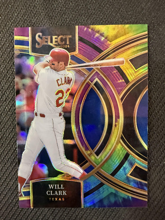 #44 Will Clark 2024 Panini Select SN #/25 Texas Rangers sports Tie-Dye Prizms