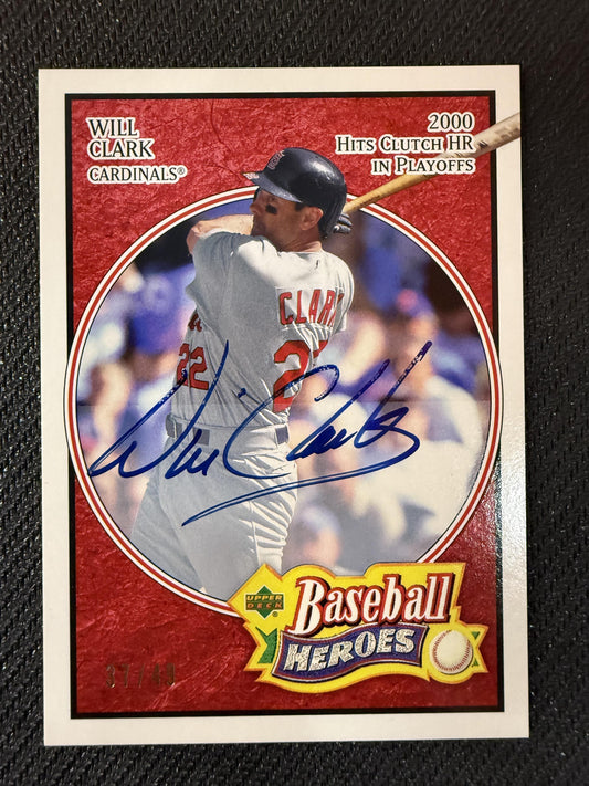 #94 Will Clark 2005 Upper Deck Baseball Heroes Auto /49 Cardinals Signature Red