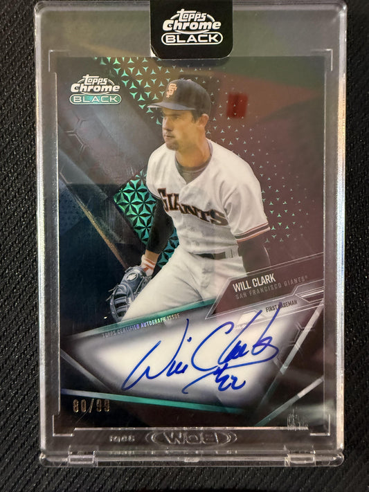 #CBA-WC Will Clark 2021 Topps Chrome Black AU,SN Auto #/99 Giants Auto Green
