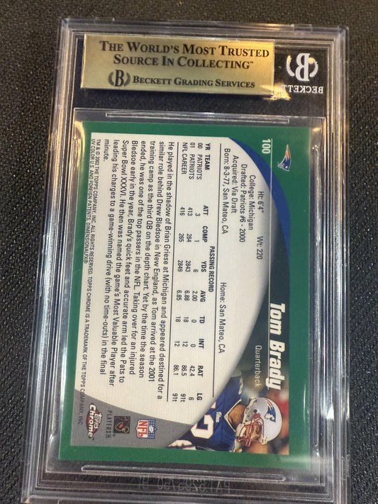 #100 Tom Brady 2002 Topps Chrome 9.5 New England Patriots MT+ sports