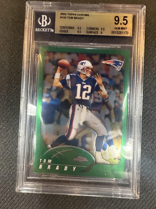 #100 Tom Brady 2002 Topps Chrome 9.5 New England Patriots MT+ sports
