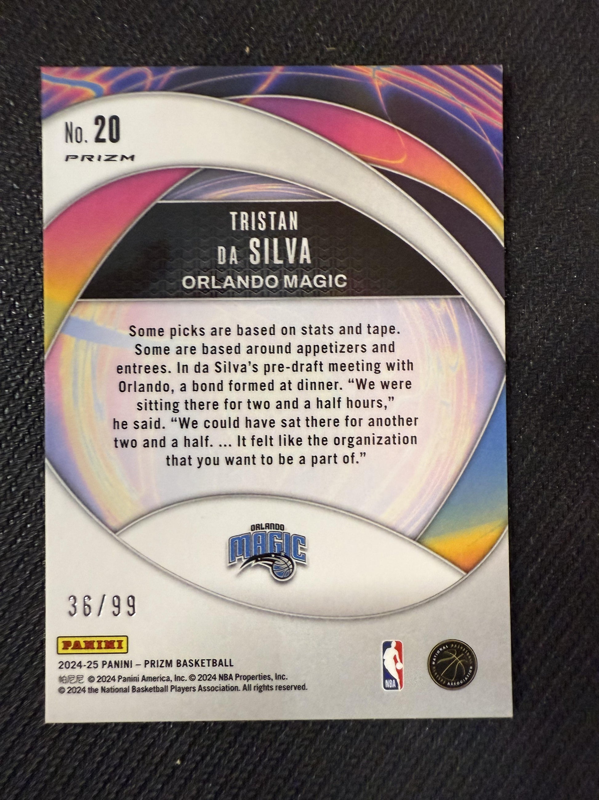 #20 Tristan da Silva 2024-25 Panini Prizm /99 Magic Instant Impact Blue Pulsar