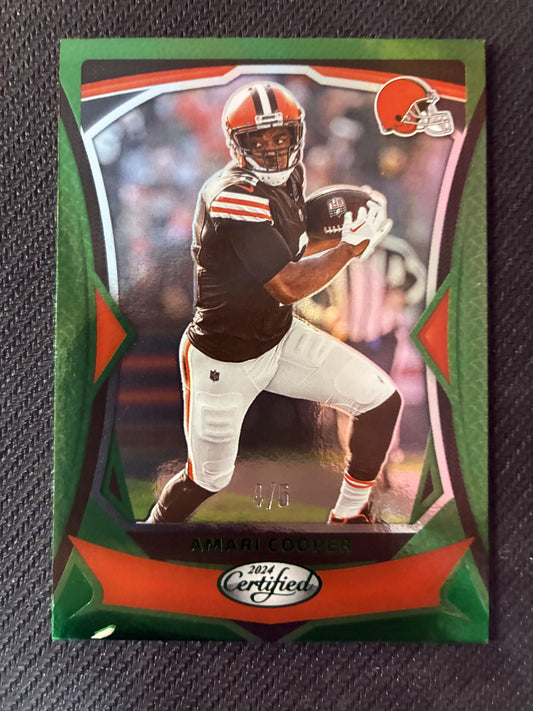 #7 Amari Cooper 2024 Panini Certified SN #/5 Cleveland Browns Green