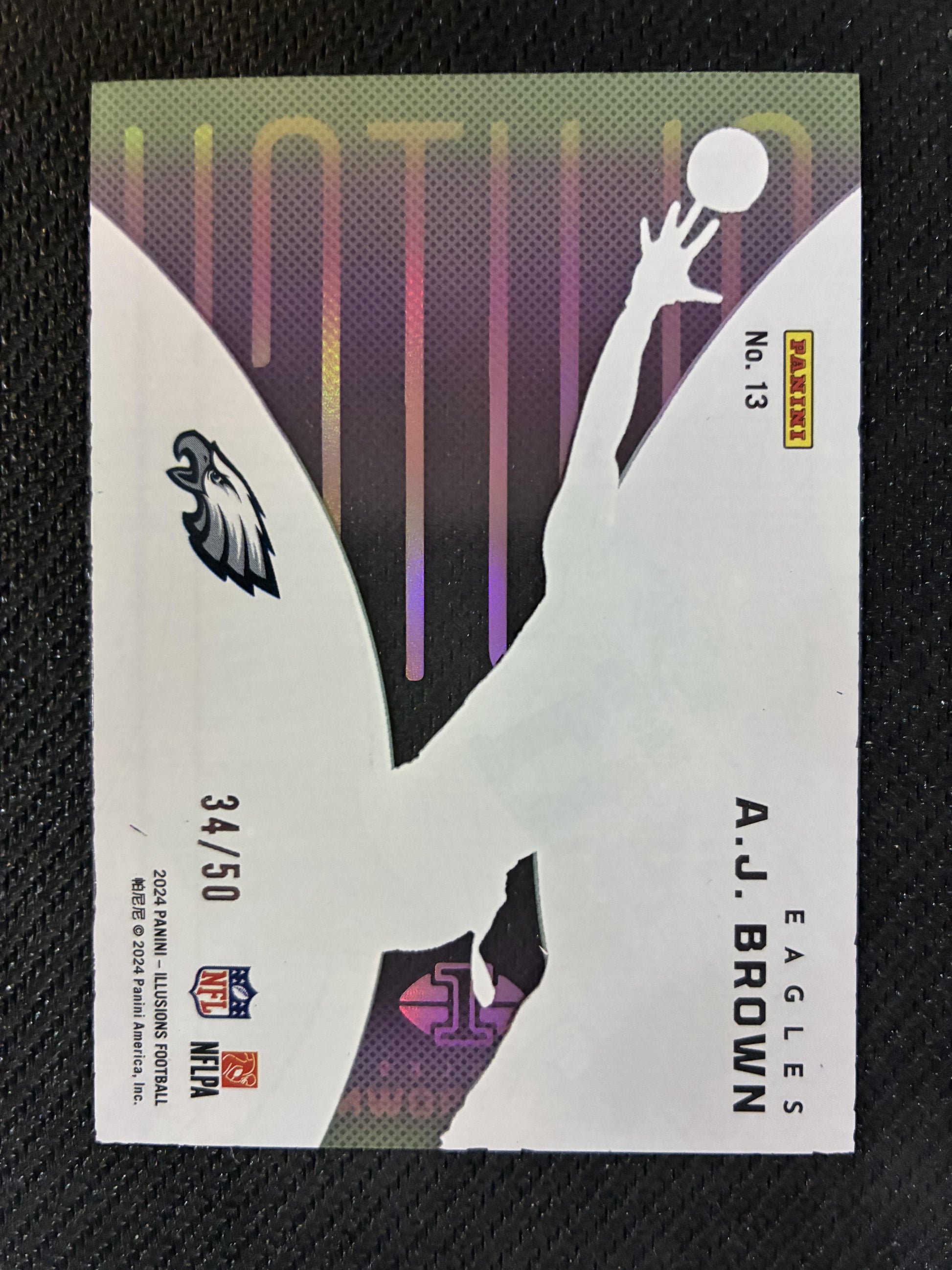 #13 A.J. Brown 2024 Panini Illusions SN #/50 Philadelphia Eagles Clutch Purple