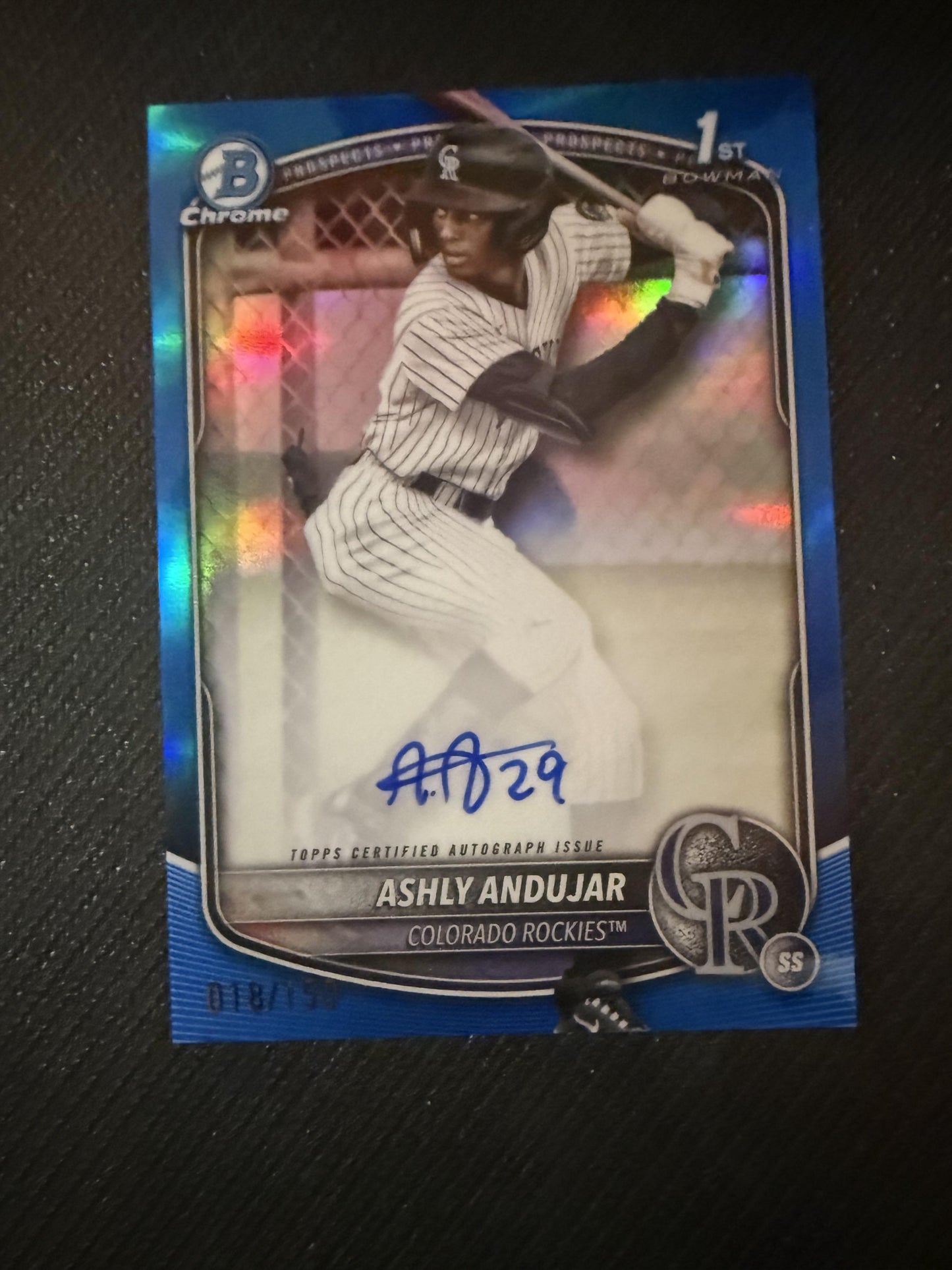#CPA-AA Ashly Andujar 2025 Bowman /150 Rockies Prospects Autographs Blue