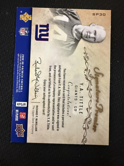 #SP30 Y.A. Tittle 2008 Upper Deck Premier SN,AU Auto #/65 Giants Signatures Gold