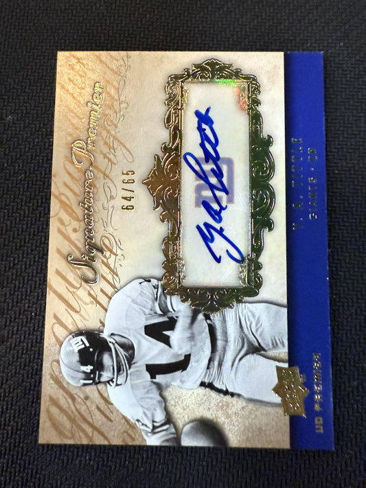#SP30 Y.A. Tittle 2008 Upper Deck Premier SN,AU Auto #/65 Giants Signatures Gold