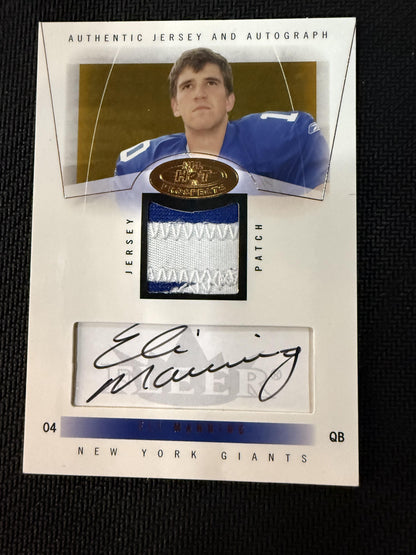 #83 Eli Manning 2004 Fleer Hot Prospects AU,SN,MEM,RC Rookie Auto #/350 Giants