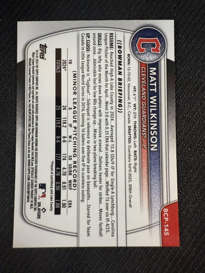 #BCP-145 Matt Wilkinson 2025 Bowman /25 Guardians Prospects Reptilian Orange