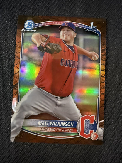 #BCP-145 Matt Wilkinson 2025 Bowman /25 Guardians Prospects Reptilian Orange