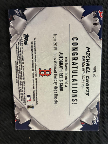 #WHAR-MC Michael Chavis 2019 Topps Holiday /10 Auto Boston Red Sox Relics