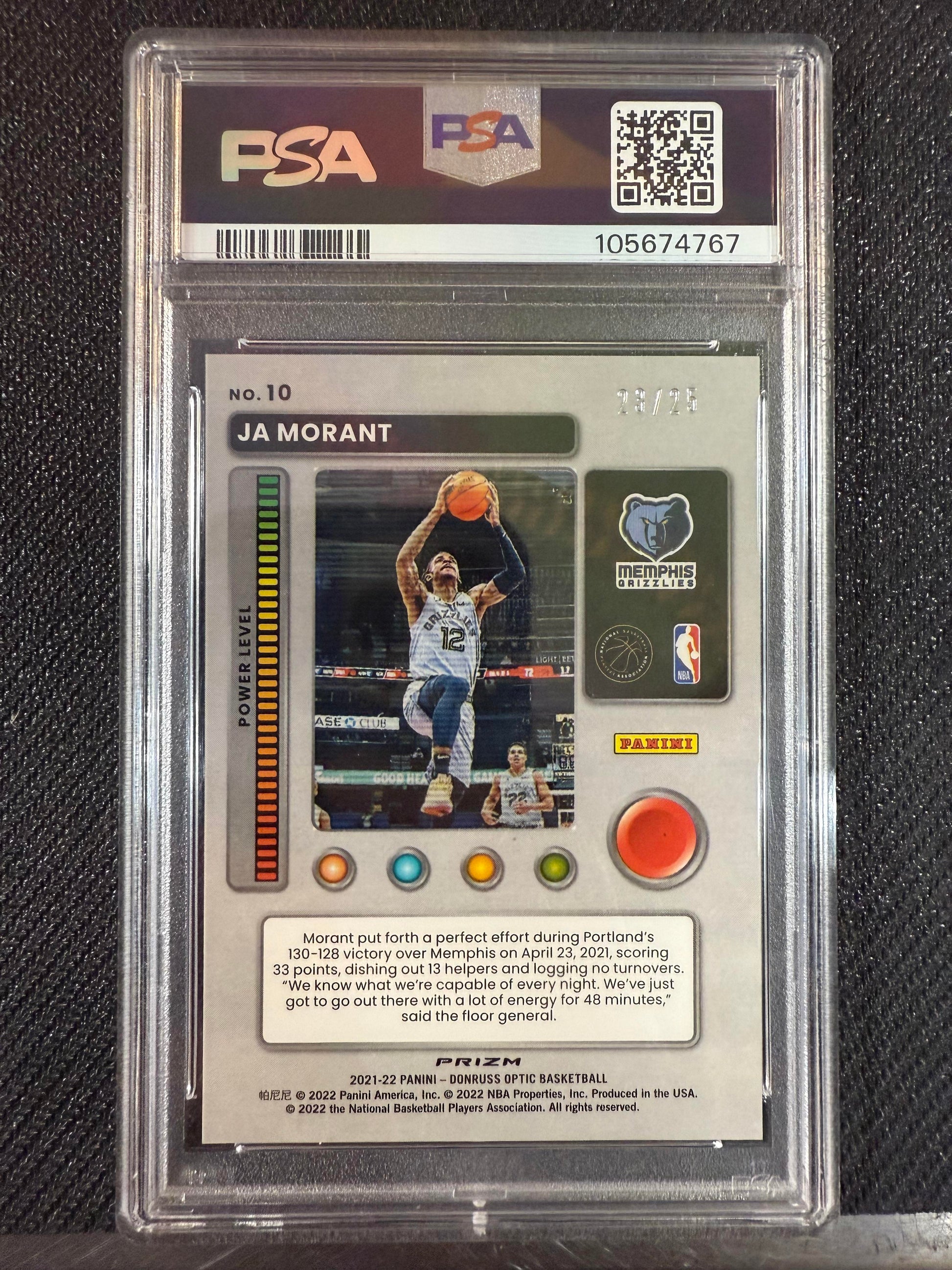 #10 Ja Morant 2021-22 Donruss Optic SN Memphis Grizzlies T-Minus 3...2...1 Pink