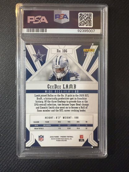 #106 CeeDee Lamb 2020 Panini Phoenix SN,RC Rookie #/25 Dallas Cowboys Green