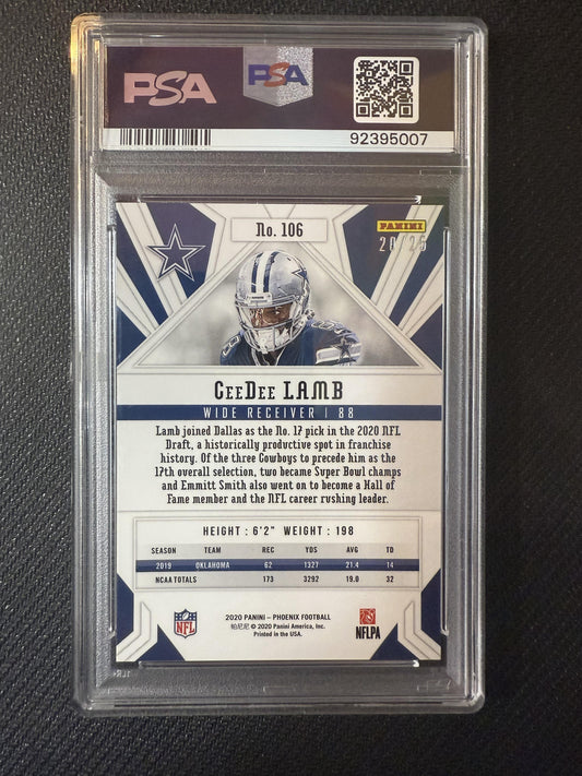 #106 CeeDee Lamb 2020 Panini Phoenix SN,RC Rookie #/25 Dallas Cowboys Green