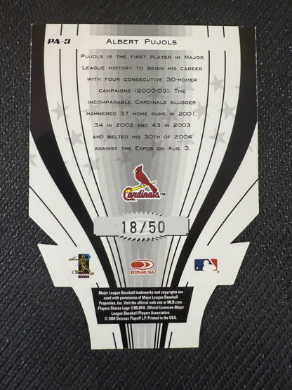 #PA-3 Albert Pujols 2005 Donruss SN #/50 Cardinals Power Alley Purple Die Cut
