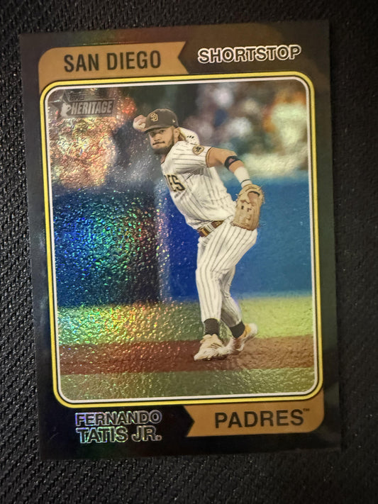 #24 Fernando Tatis Jr. 2023 Topps Heritage SN San Diego Padres Black Refractor