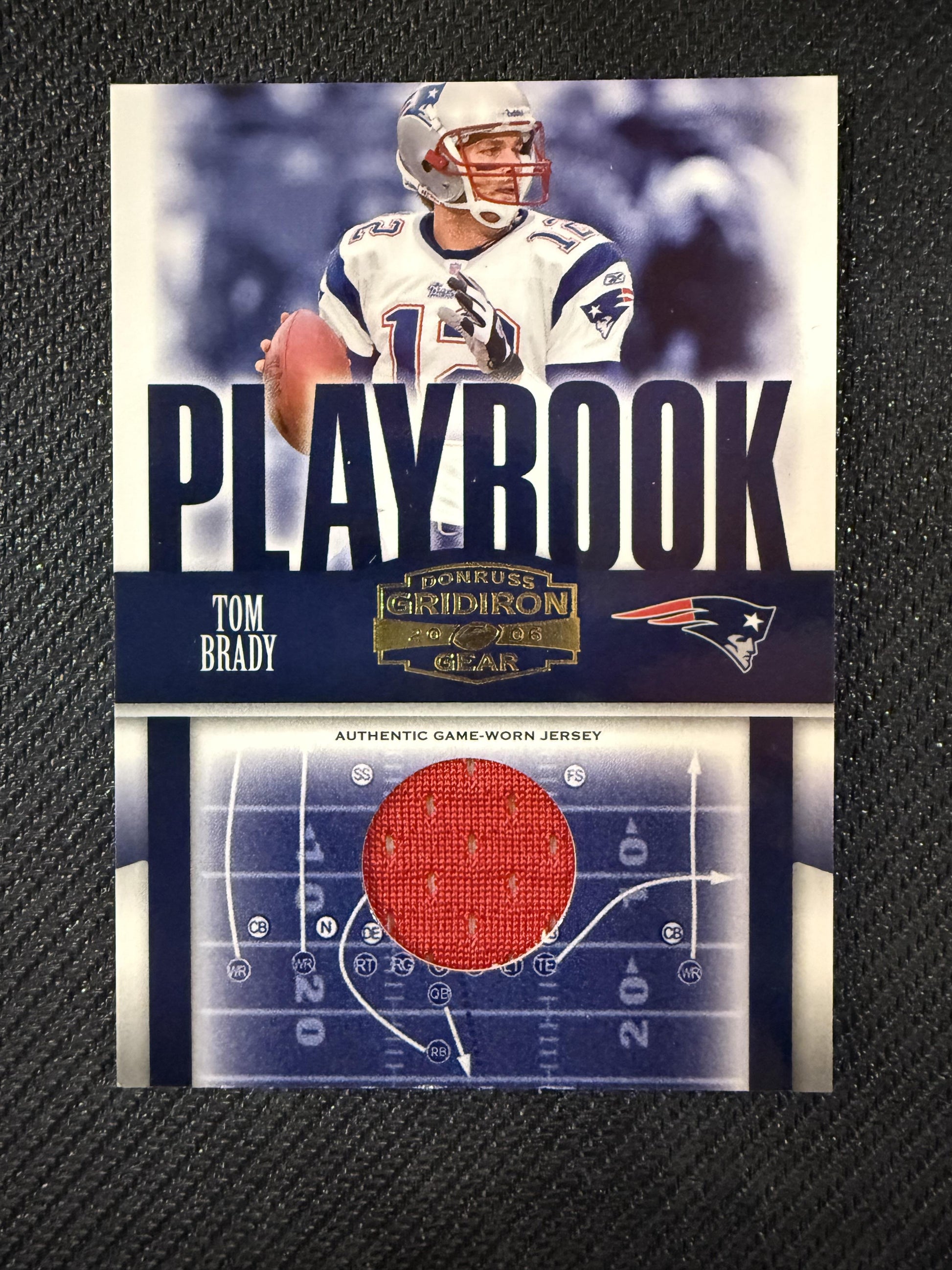 #PB-20 Tom Brady 2006 Donruss Gridiron Gear /250 Patriots Playbook Jerseys O's