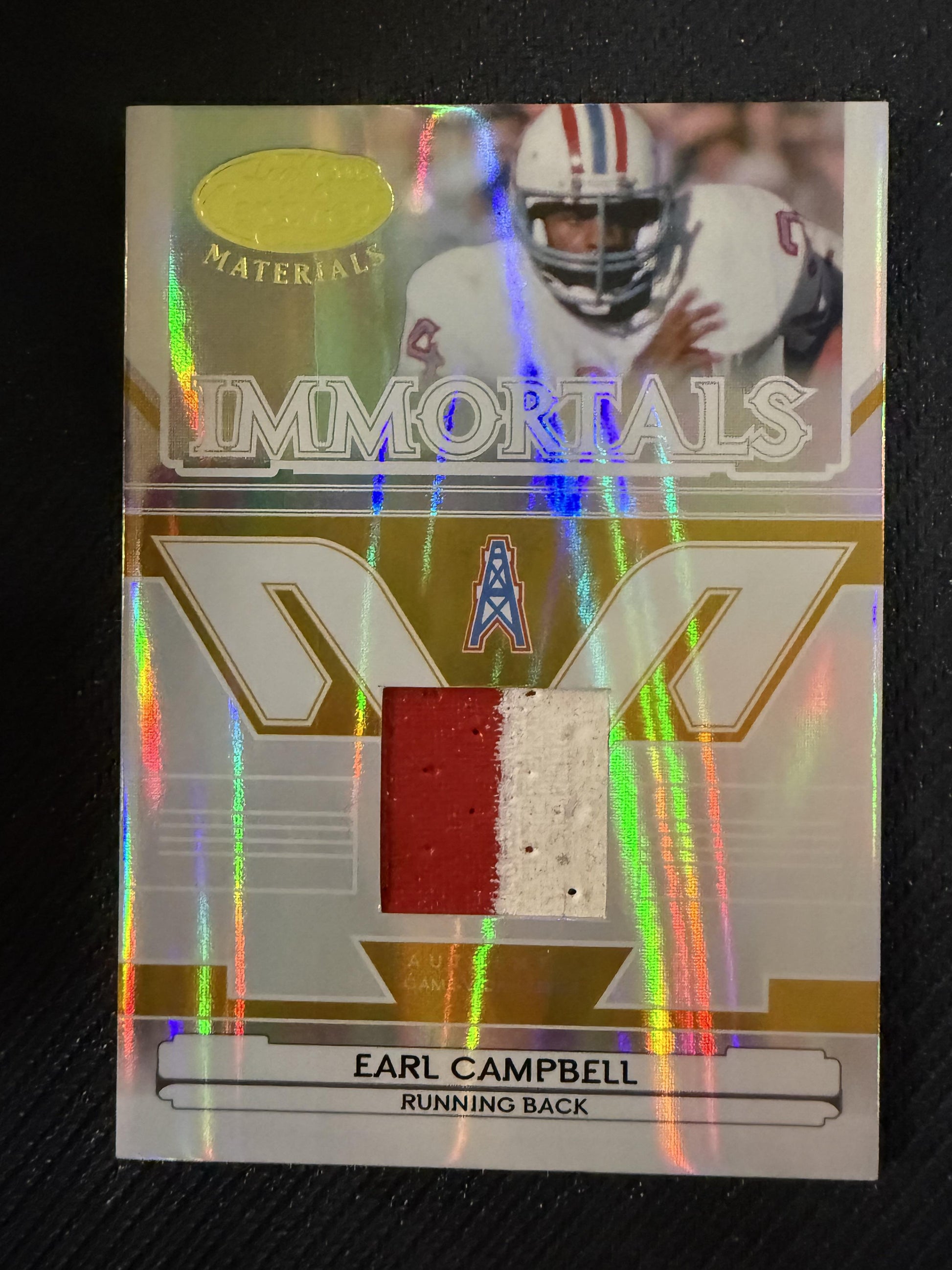 #235 Earl Campbell 2006 Leaf Certified Materials /25 Oilers Mirror Gold