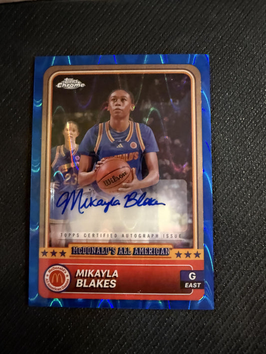#1 Mikayla Blakes 2024 Topps Chrome McDonald's All-American Auto Blue RayWave