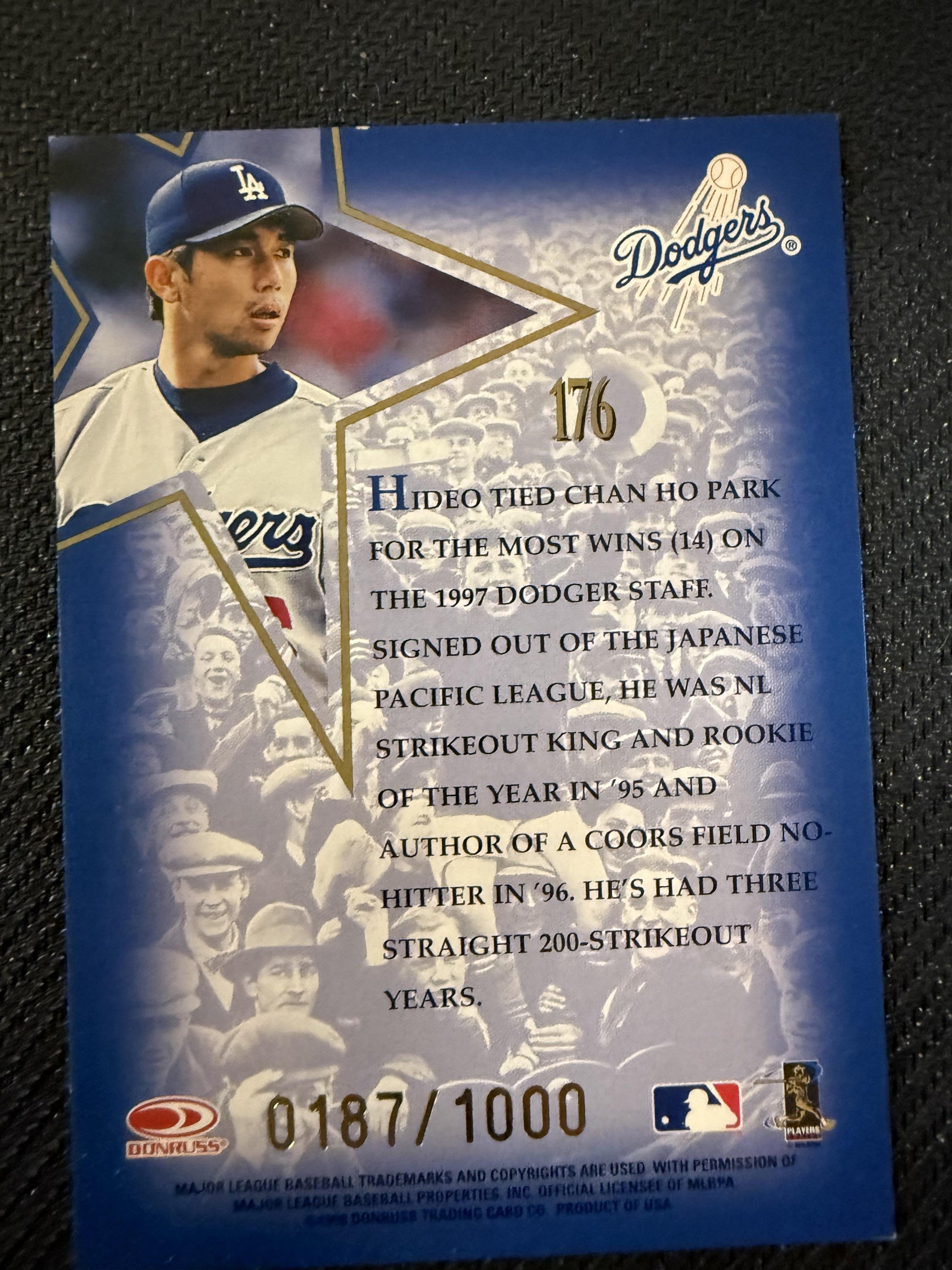 #176 Hideo Nomo 1998 Leaf SN Los Angeles Dodgers sports Fractal Materials