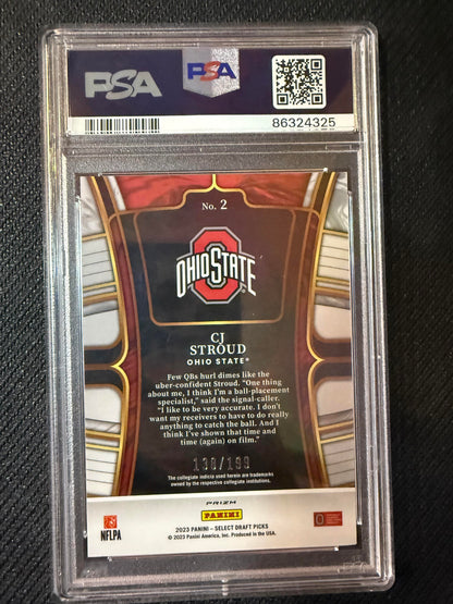#2 C.J. Stroud 2023 Panini Select Draft Picks SN #/199 Buckeyes Tri-Color