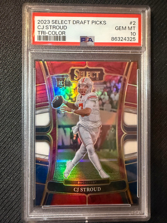 #2 C.J. Stroud 2023 Panini Select Draft Picks SN #/199 Buckeyes Tri-Color