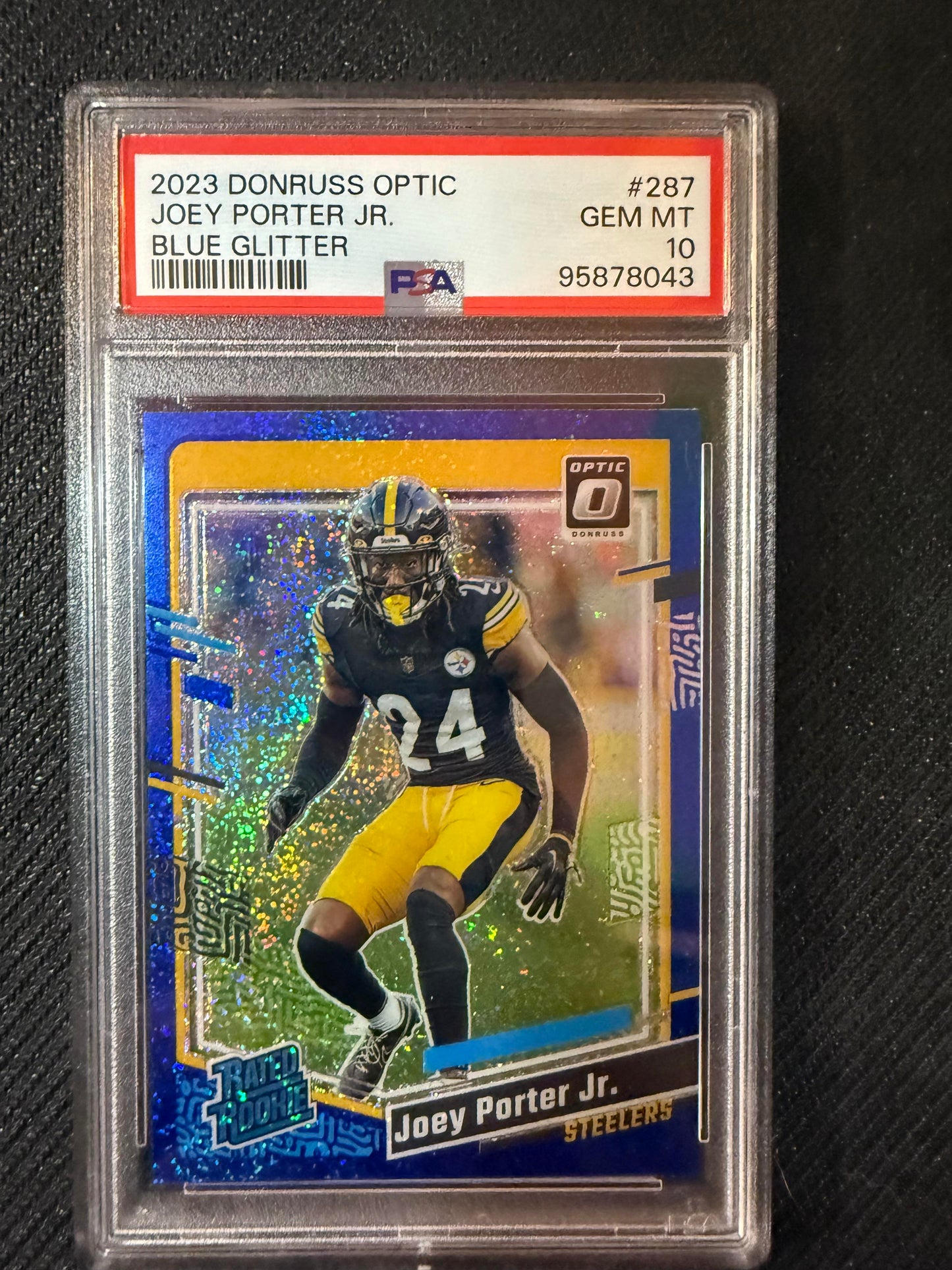 #287 Joey Porter Jr. 2023 Donruss Optic RC Steelers Blue Glitter