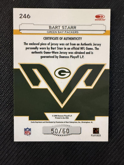 #246 Bart Starr 2006 Leaf Certified Materials /60 Green Bay Packers Mirror Red
