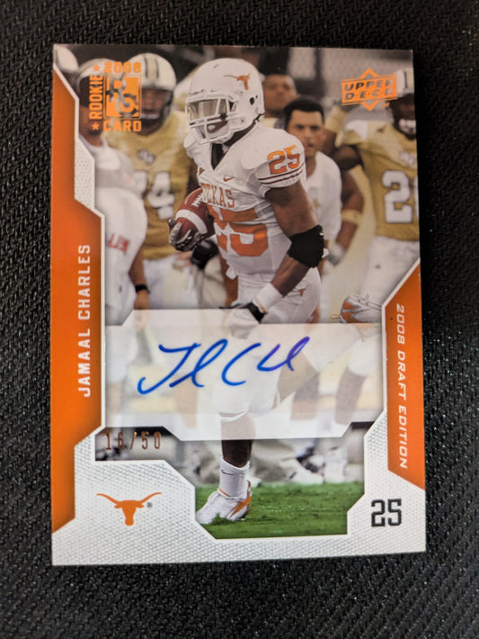 #46 Jamaal Charles 2008 Upper Deck Draft Edition /50 Longhorns Autographs Bronze