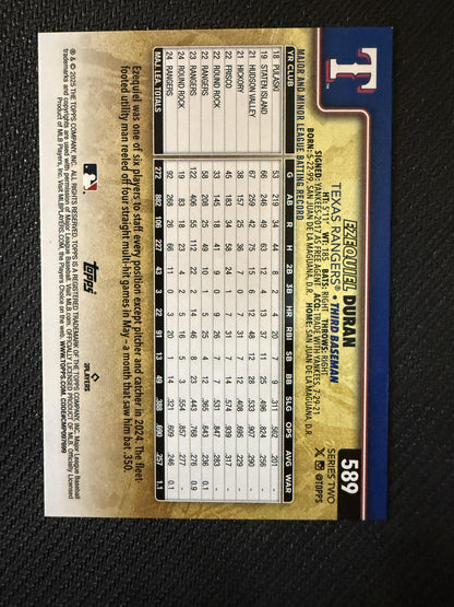 #589 Ezequiel Duran 2025 Topps Texas Rangers sports Golden Mirror Variation