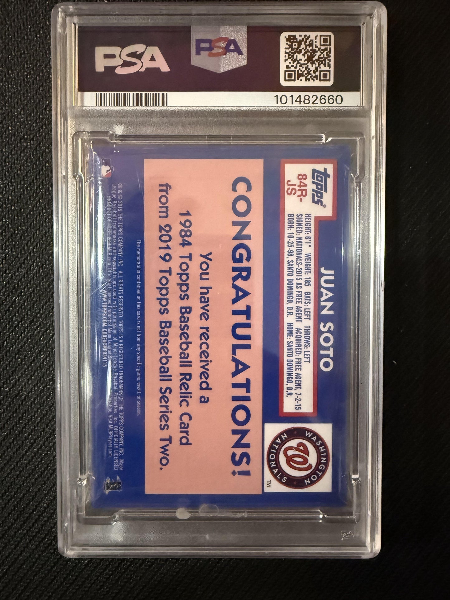 #84R-JS Juan Soto 2019 Topps SN,MEM Washington Nationals 1984 35th Relics 150th
