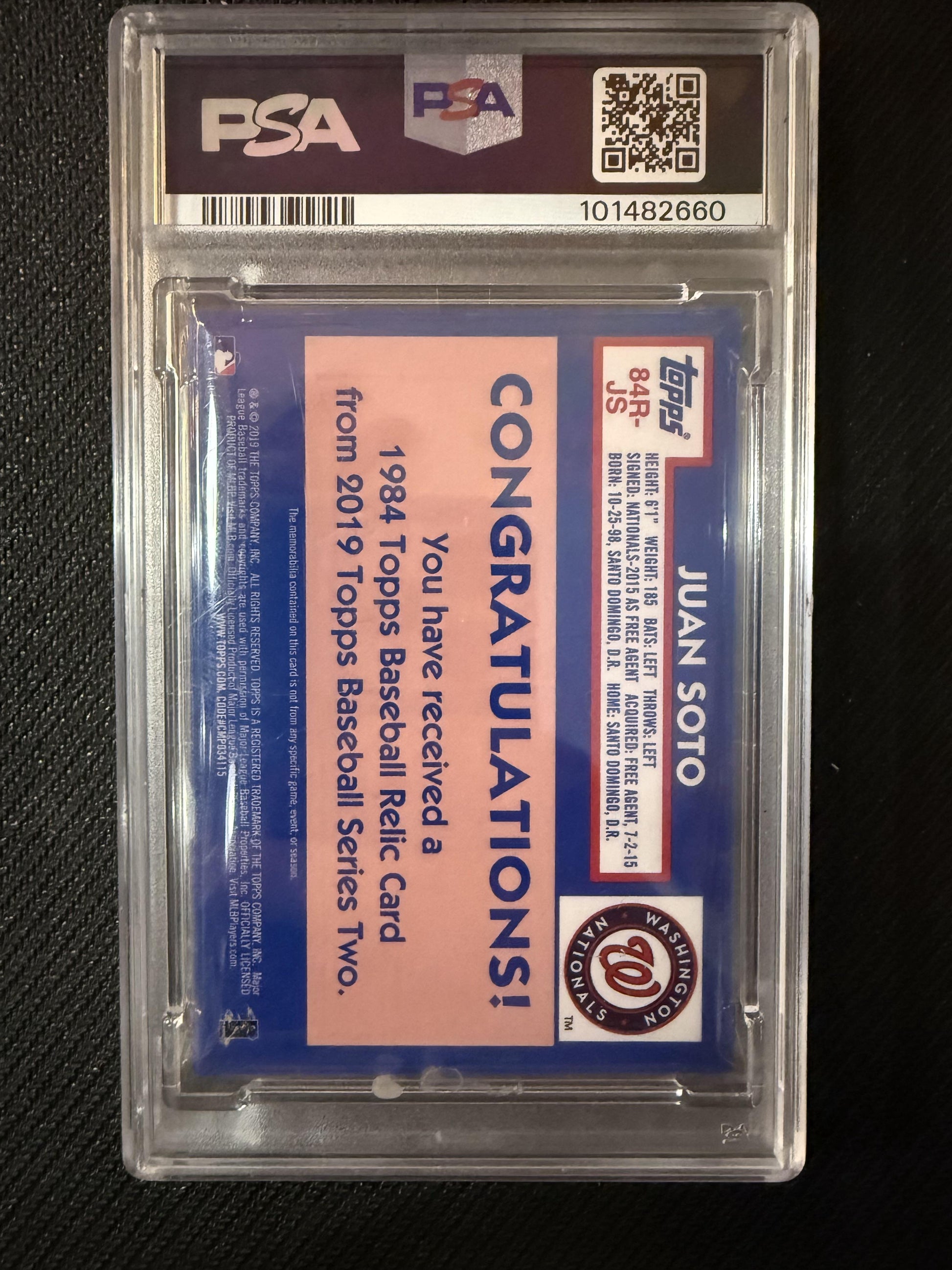 #84R-JS Juan Soto 2019 Topps SN,MEM Washington Nationals 1984 35th Relics 150th