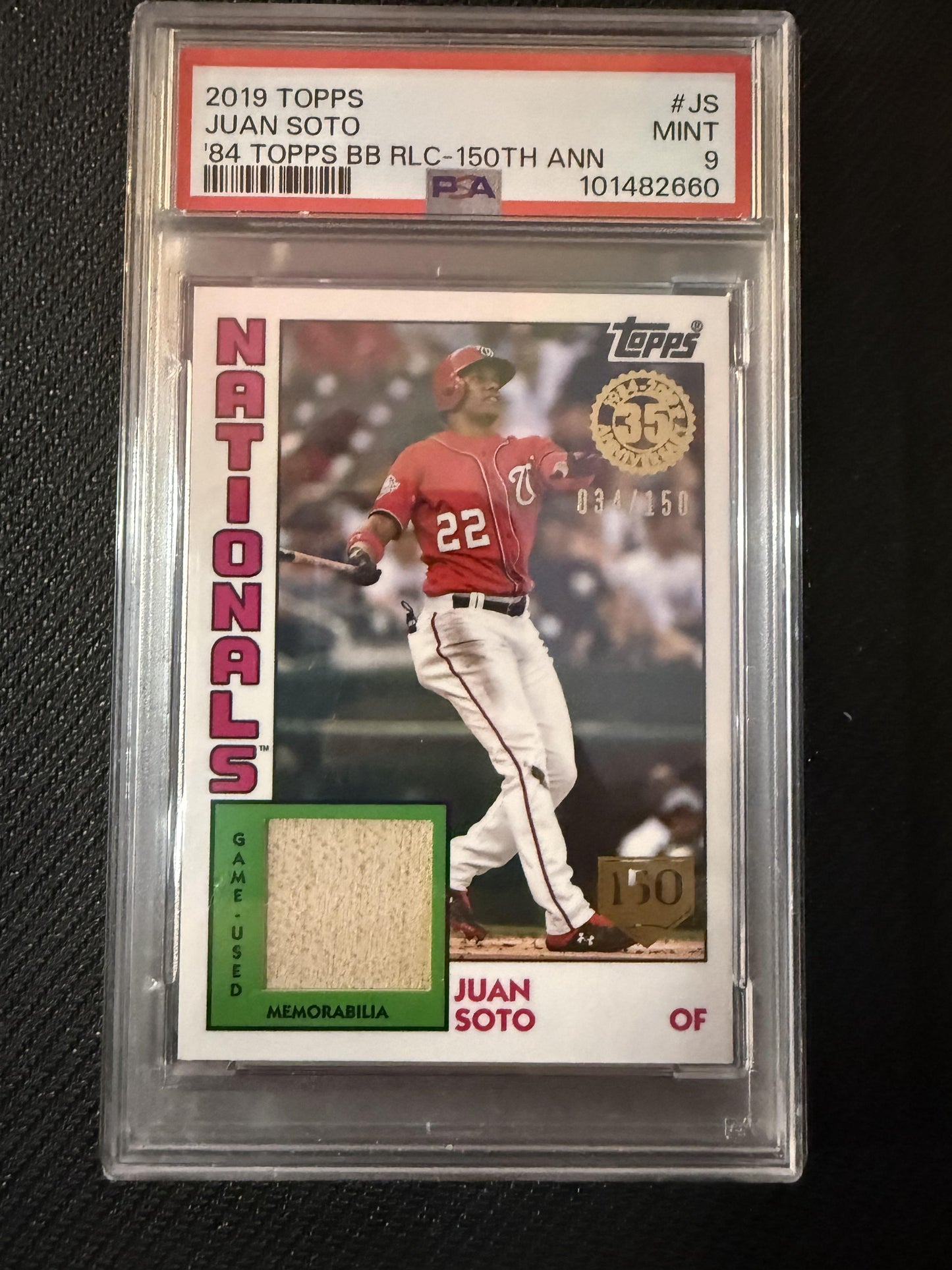#84R-JS Juan Soto 2019 Topps SN,MEM Washington Nationals 1984 35th Relics 150th