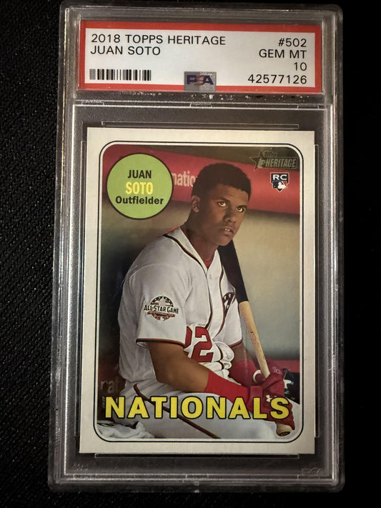 #502 Juan Soto 2018 Topps Heritage RC Rookie Washington Nationals sports