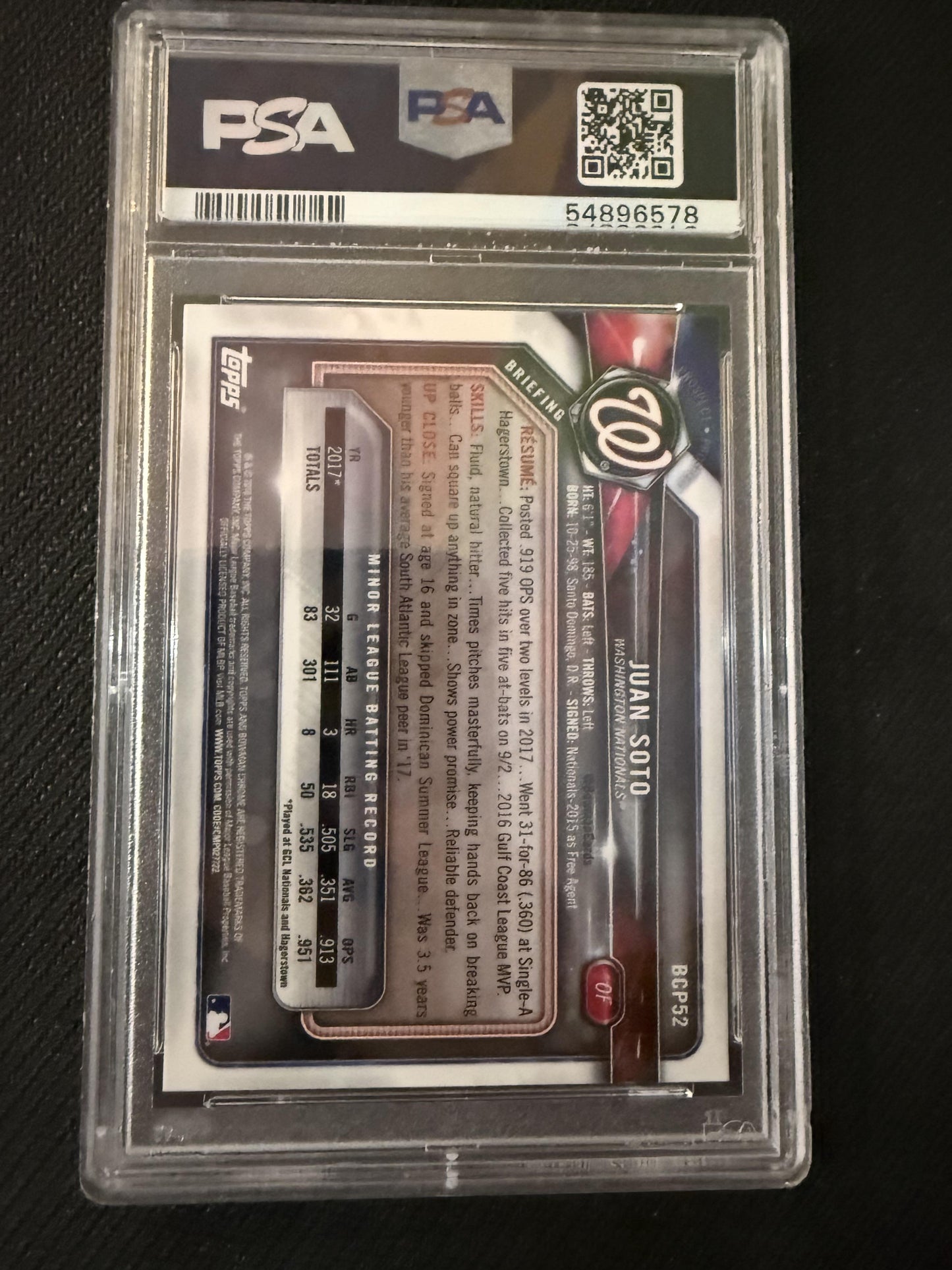 #BCP52 Juan Soto 2018 Bowman Washington Nationals Mojo Refractor