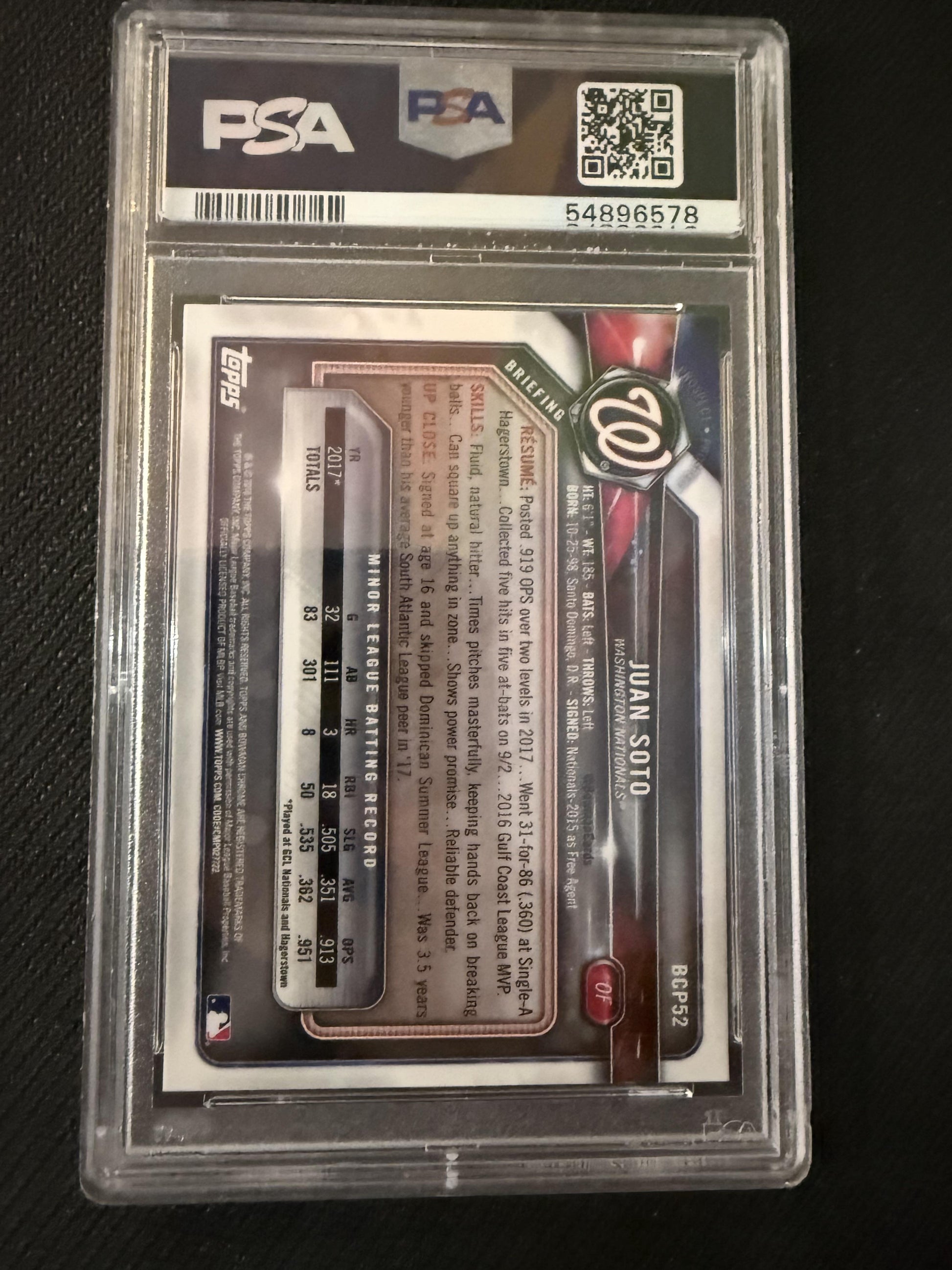 #BCP52 Juan Soto 2018 Bowman Washington Nationals Mojo Refractor