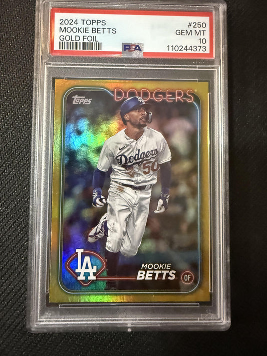 #250 Mookie Betts 2024 Topps Los Angeles Dodgers sports Gold Foil