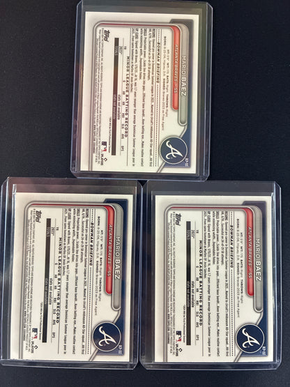 #BCP-153 MARIO BAEZ 2024 BOWMAN CHROME 1ST LOT OF 3 BLACK /10 ORANGE /25 YELLOW /75