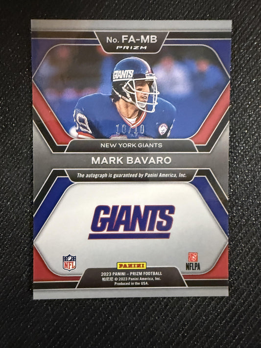 #FA-MB Mark Bavaro 2023 Panini Prizm SN,AU Auto Giants Flashback Autographs Gold