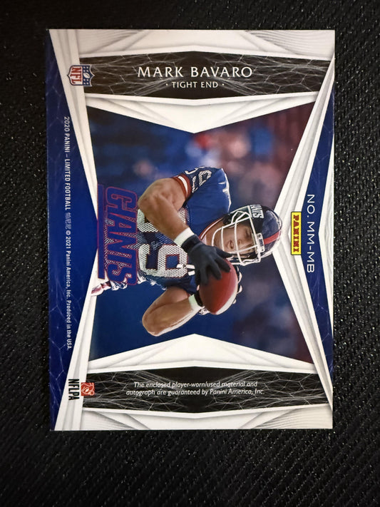 #MM-MB Mark Bavaro 2020 Panini Limited Auto /5 Giants Material Monikers