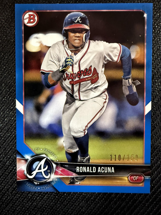 #BP1 Ronald Acuna 2018 Bowman SN #/150 Atlanta Braves sports Prospects Blue