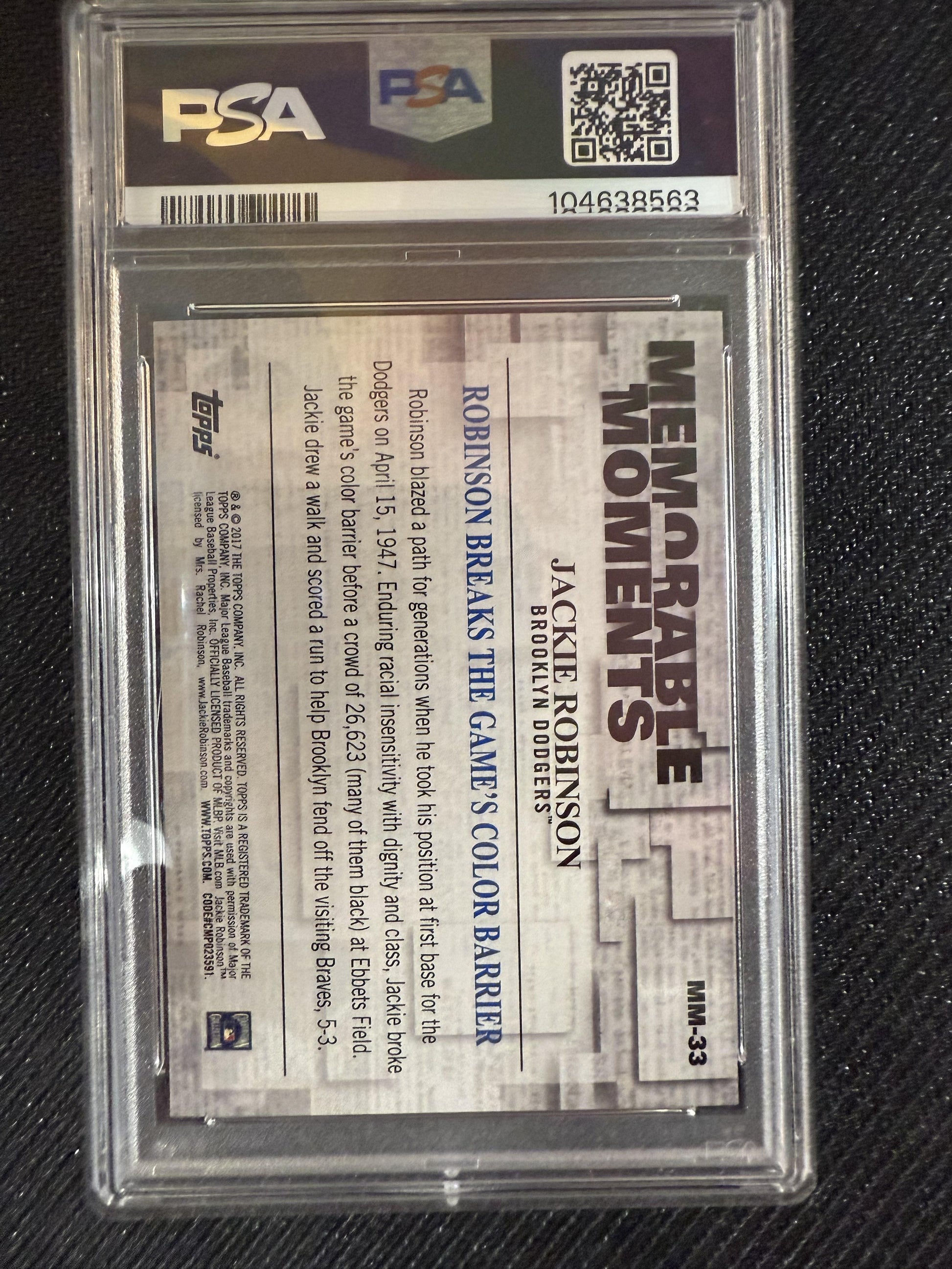 #MM-33 Jackie Robinson 2017 Topps Brooklyn Dodgers sports Memorable Moments