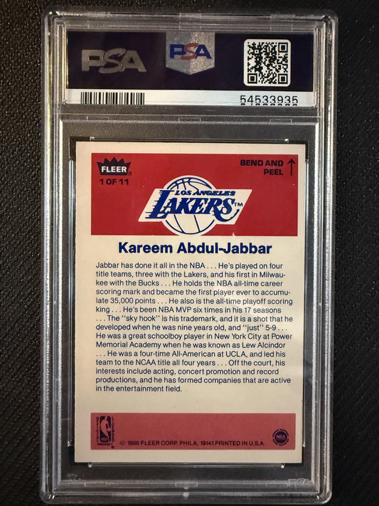 #1 Kareem Abdul-Jabbar 1986-87 Fleer Los Angeles Lakers sports Stickers